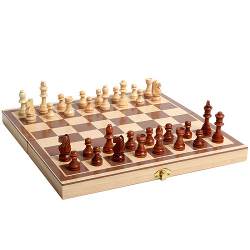 Foreign trade cross-border board game wooden chess set solid wood foldable parent-child interactive game toy