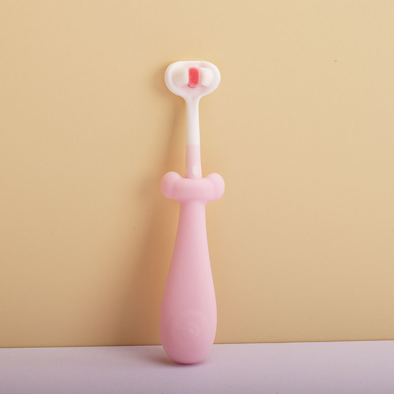 Cepillo de dientes de tres caras con cerdas suaves para niños con dientes de tres caras y mango antideslizante de diez mil pelos para bebés y diez cepillos de dientes de dos mil pelos, caja completa al por mayor