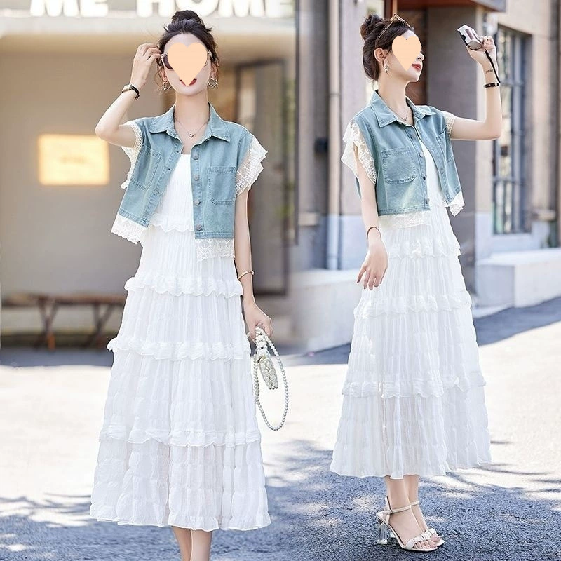 Женская рубашка из денима с французским ретро-кружевом, премиум-класса, летняя новинка 2025 года, повседневная, свободного кроя, омолаживающая