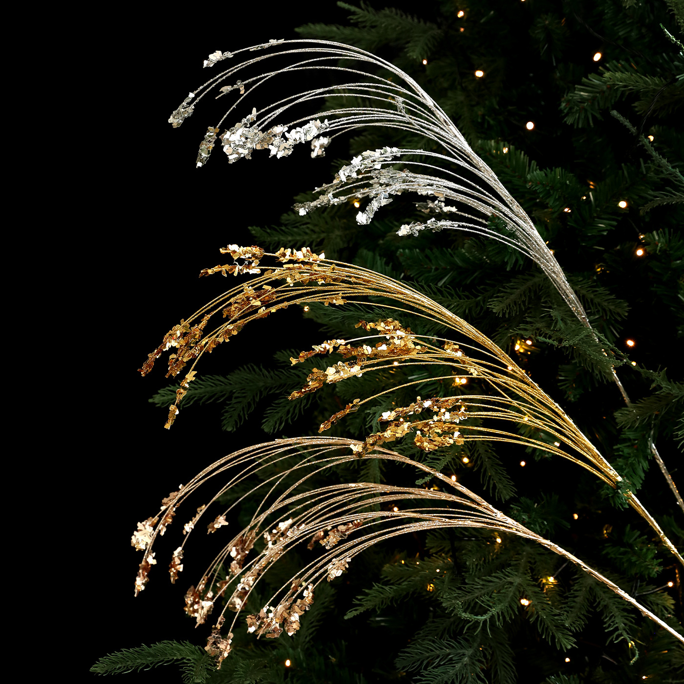 Nuevo polvo adhesivo de polvo de brillo de polvo de brillo de brillo de broca de Navidad de broca de flores de árbol de Navidad de caña de decoración