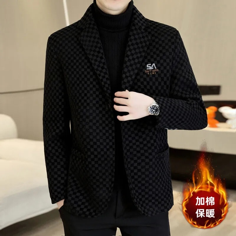 Cross-border Autumn and Winter 2024 Suit Jacket Men's Short Suit Trenchcoat Casual Men's Slim-fit Thickened Woolen Coat