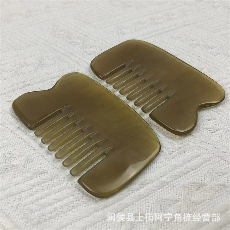 Horn Comb Six Teeth Head Massage Comb Gua Sha Meridian Comb Acupoint Stick Under 10cm overview