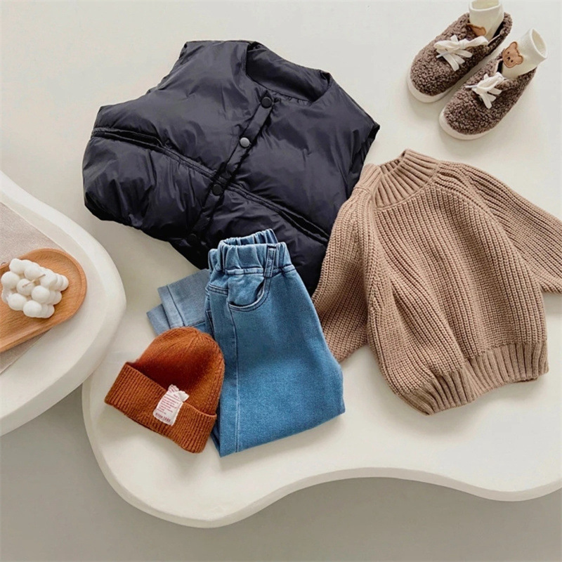 Qianqi ropa infantil chaleco de invierno para niños, hombres y mujeres, chaleco de algodón coreano suelto, hombro de bebé