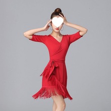 拉丁舞服女成年加密流苏连衣裙比赛表演专业练习舞裙恰恰舞大摆裙