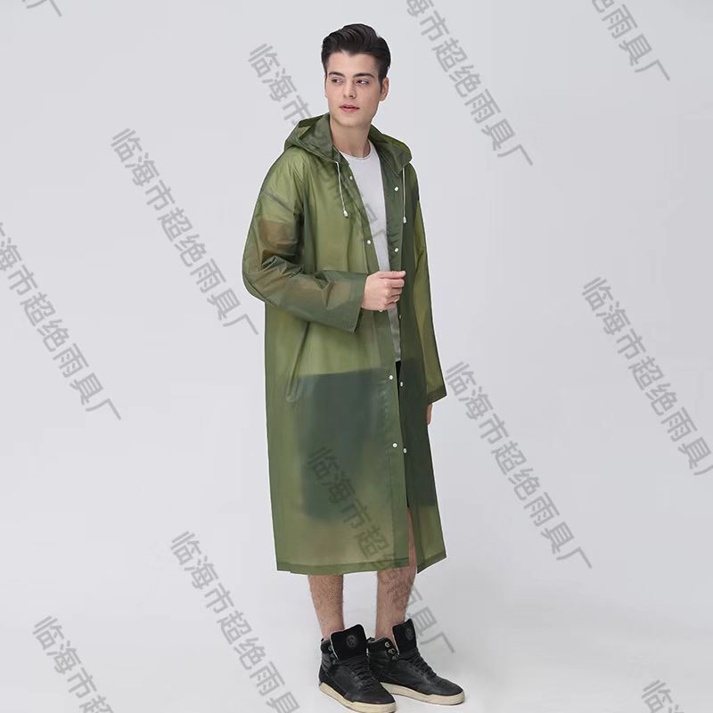 Thickened Translucent Adult Raincoat Travel Hiking and Mountaineering Portable Poncho Men's and Women's Non-Disposable Raincoat Set Travel
