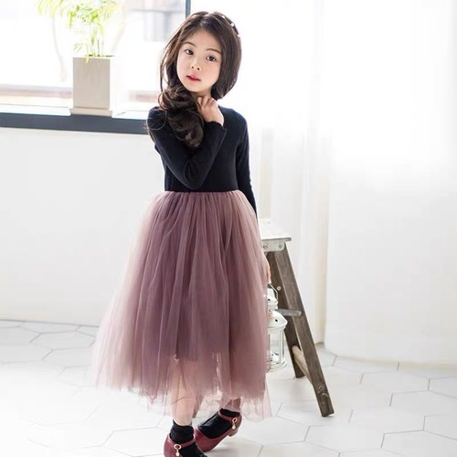 Girls' Dresses 2024 Spring Korean Style Children's Puffy Gauze Dress for Large Children Children's Clothing Performance Lace Princess Dress