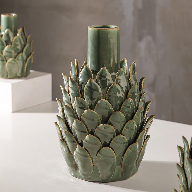 Jarrón de cerámica explosivo, maceta, artesanía pesada, instalación de calcomanías, esmalte de flores, decoración suave de estilo europeo y americano, decoración del hogar, artesanías