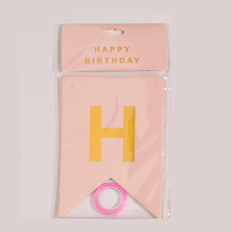 Индивидуальный многоформатный подвесной флаг «Happy Birthday», английские буквы, позолоченные