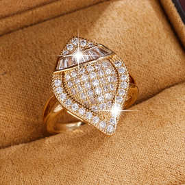 蓝菁 跨境欧美时尚精致几何方形耳扣 合金满钻女士耳钉耳环饰品