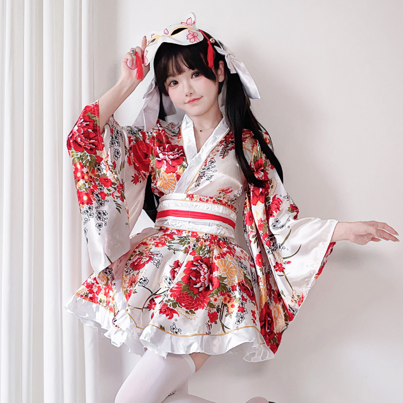 Japanese Formal Traditional Kimono Summer Style Printed Improved Yukata Kimono Women's Suit Cosplay Costume