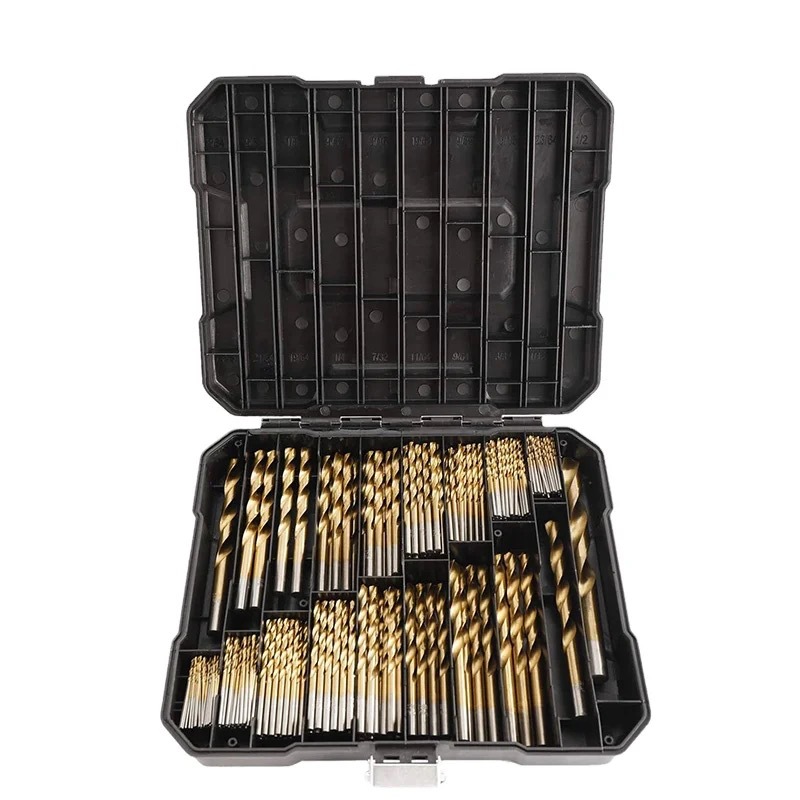 直柄麻花钻头跨境高速钢99pc镀钛钻头塑盒装1.5-10mm打孔工具套
