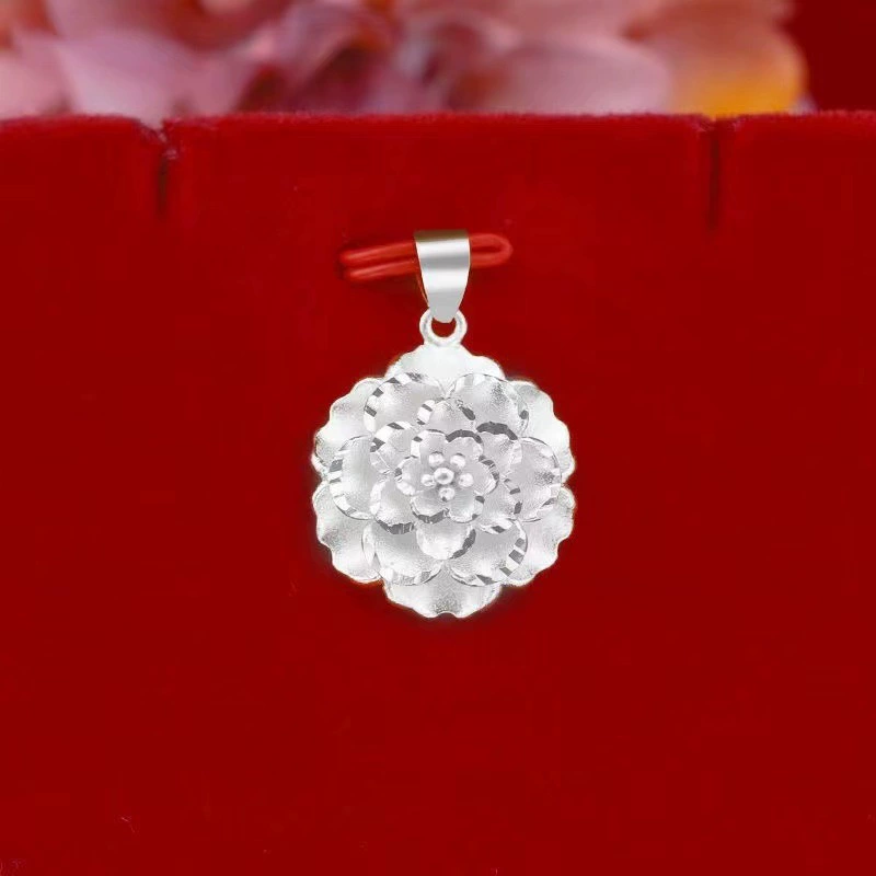 Новый стиль посеребренный пион цветок кулон ожерелье женский свиток цепь многослойная розовая подвеска ювелирные изделия оптовая продажа