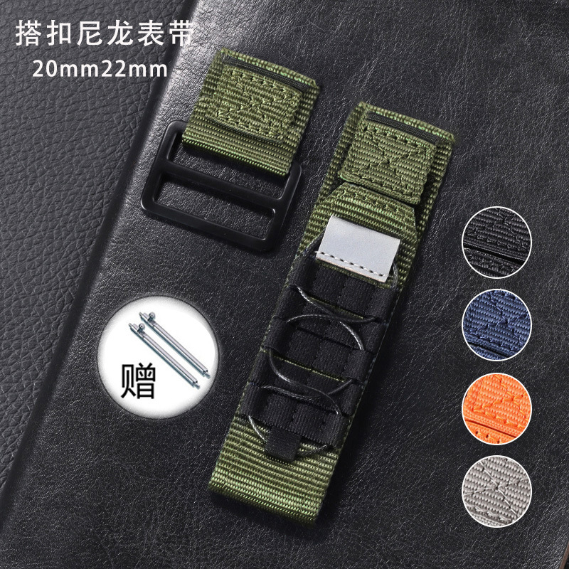 Para Huawei Samsung Velcro correa de nylon hebilla inteligente correa de nylon 20mm22mm negro hebilla transpirable