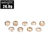 Cross -border hot -selling rings fashion letter Angel leaf grid ring ring personality spring 9 -piece gold plating ring