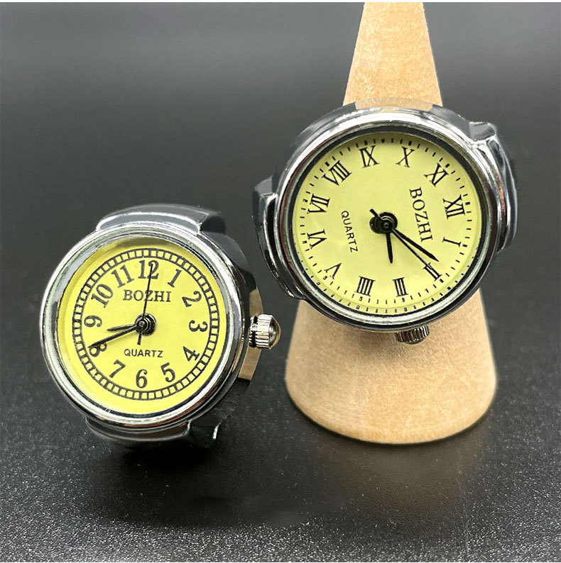 Pointer+Number Display Type Round Dial Shape Street, Shopping Occasion Quartz Movement Retro Round Quartz Watch Rings