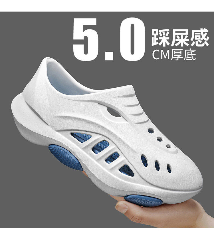 Giày lỗ nam đế dày êm chân, chống mài mòn, thoáng khí, đi biển và dạo phố — 8006 màu nâu kaki, 8006 trắng xanh, 8006 đen xám chi tiết 18