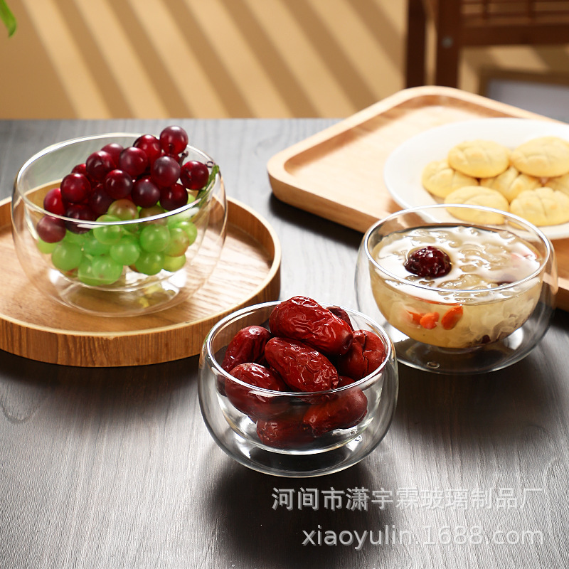 double-layer glass bowl for home use