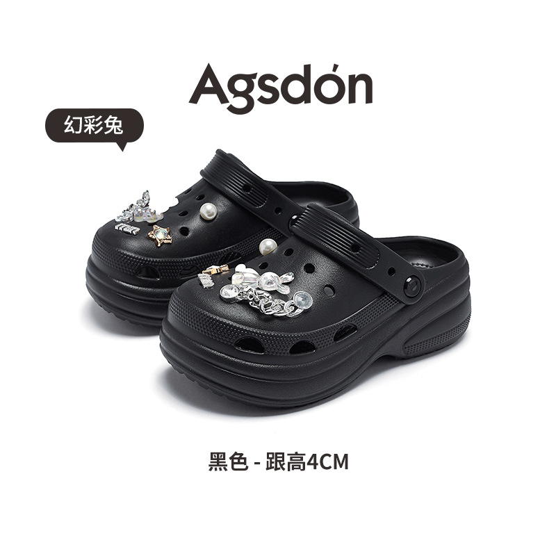 Sandalias Augusden Negras Perforadas para Mujer, Modelo 2026, Nuevas, de Verano, para Exteriores, con Suela Gruesa, Cómodas, a la Moda, para la Playa