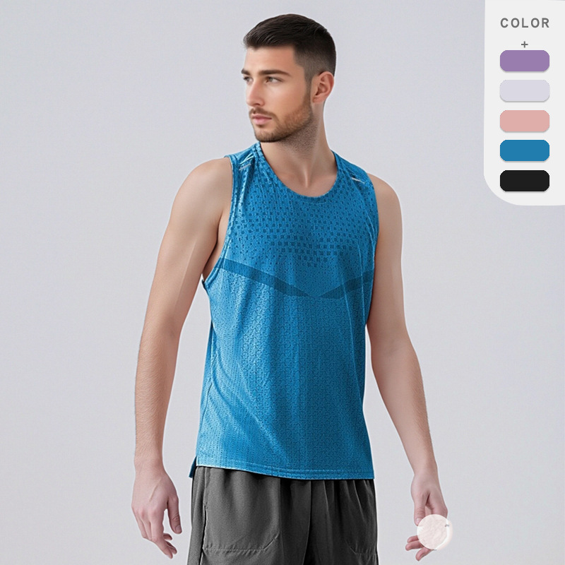 Fitness Sports Basketball Uniform Top Breathable Training Sleeveless Ice Silk Quick-Drying Professional Marathon Running Vest for Men