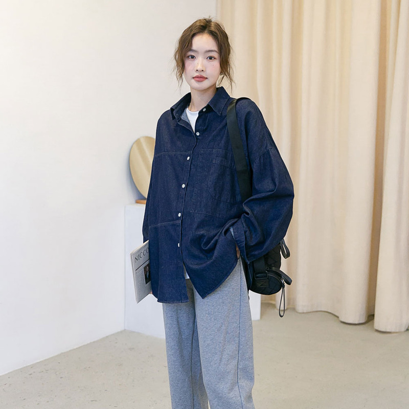 Spring New Maternity Dress Fashion Stylish Long Sleeve Denim Shirt Small Trendy Mom Going Out Loose Cardigan Jacket