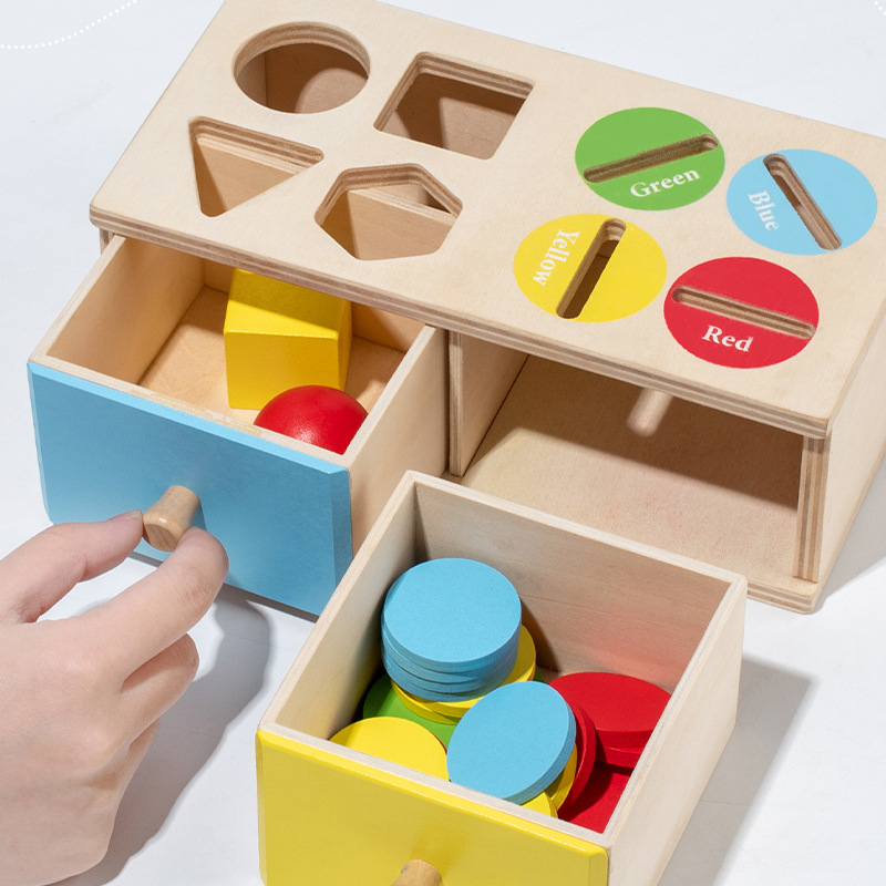 Weiweihu caja de clasificación de formas de color rompecabezas para niños, combinación de educación temprana, bloques de construcción cognitivos, ayudas didácticas, juguetes de madera maciza al por mayor