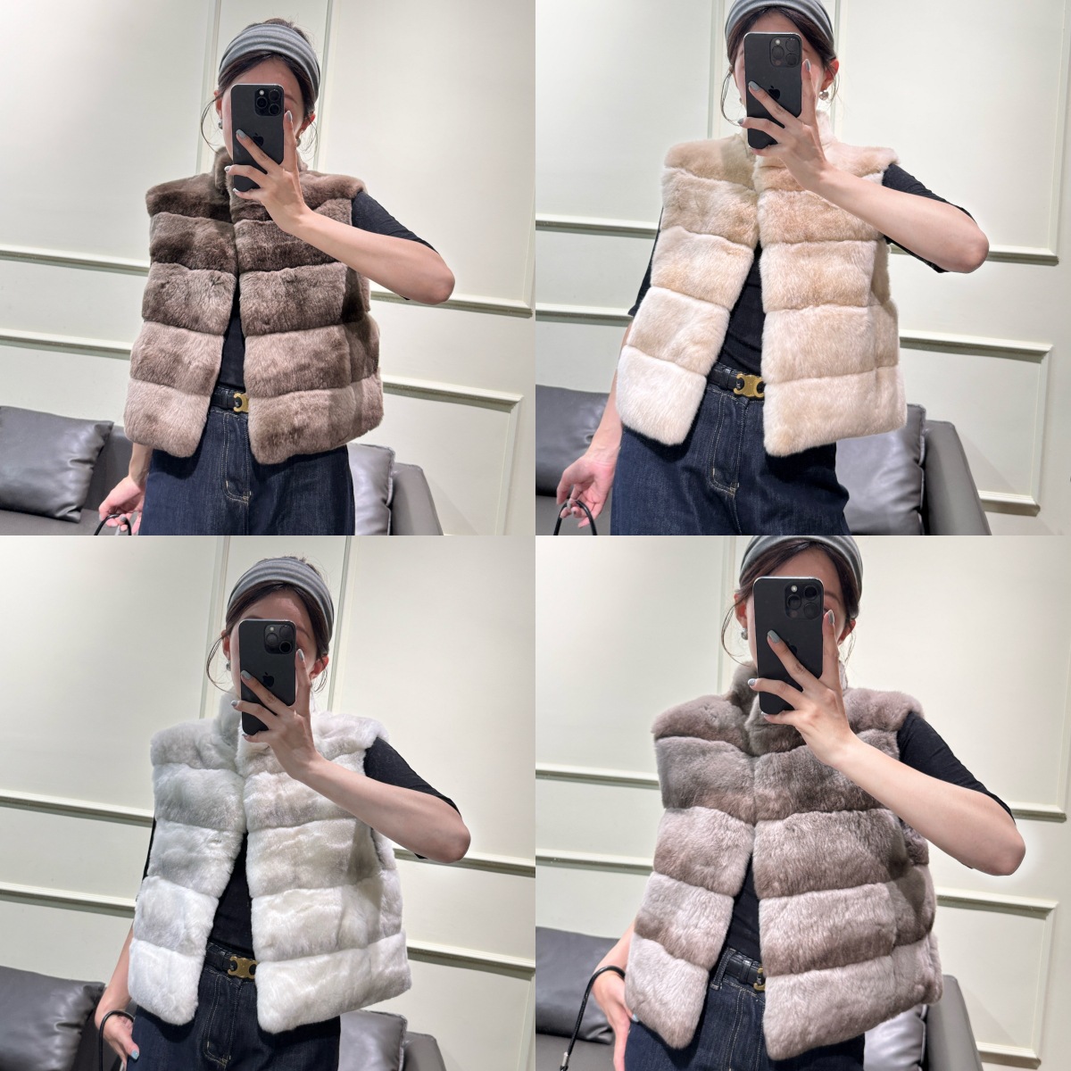 Real photos of the new women's rabbit fur vest, chinchilla coat, high-end short and thickened vest, fur-lined coat.