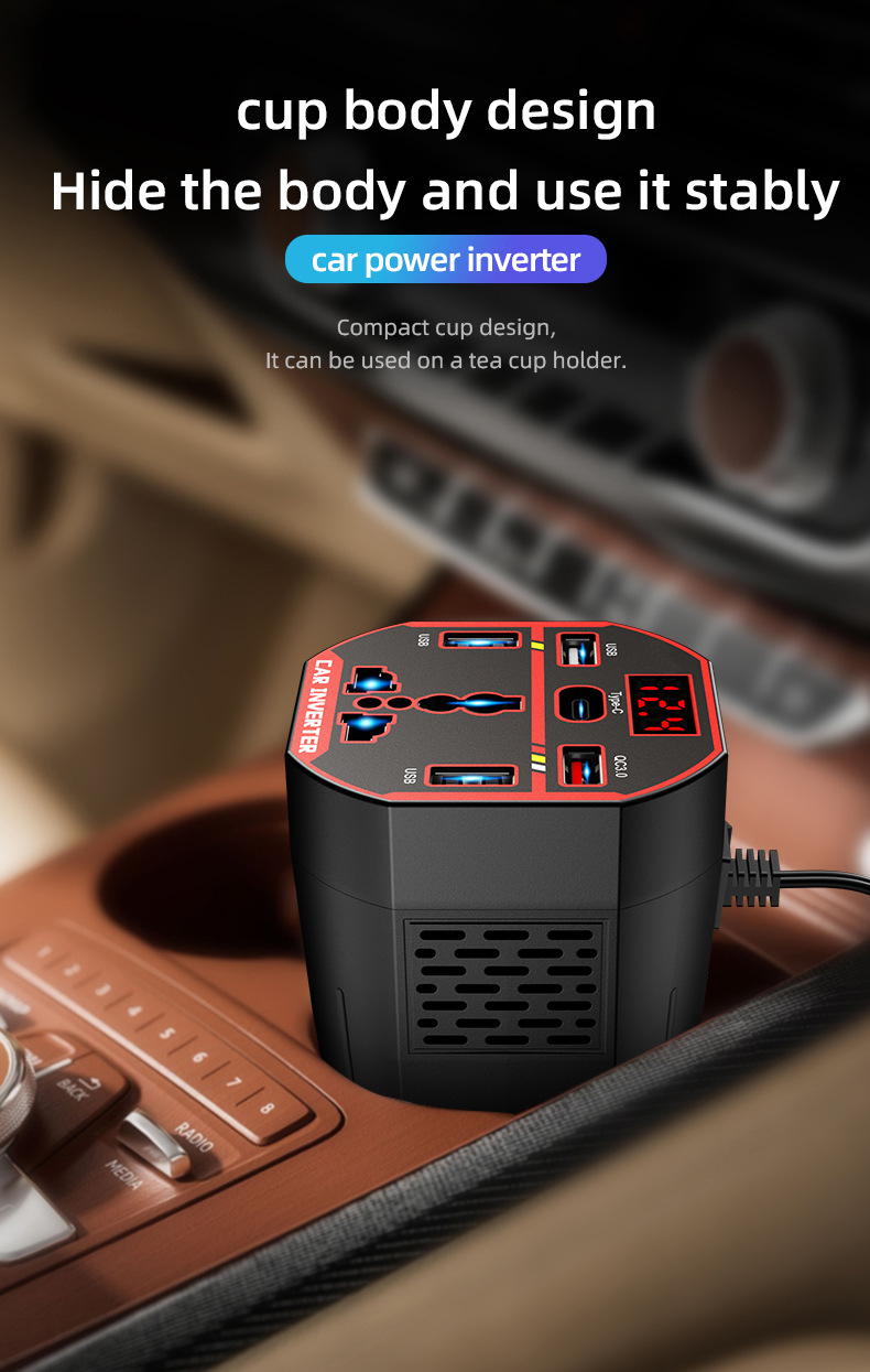 Ac Car Charger 12V24V to 220V High-Power Inverter Car Power Supply Cigarette Lighter Converter