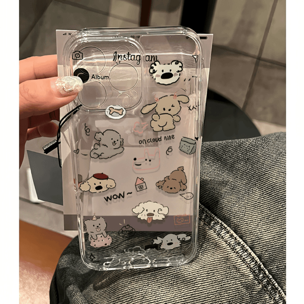 Puppy Party for Apple 16PROMAX Phone Case iPhone15 All-inclusive 14 Fun 13 Soft Case 12 Drop-resistant