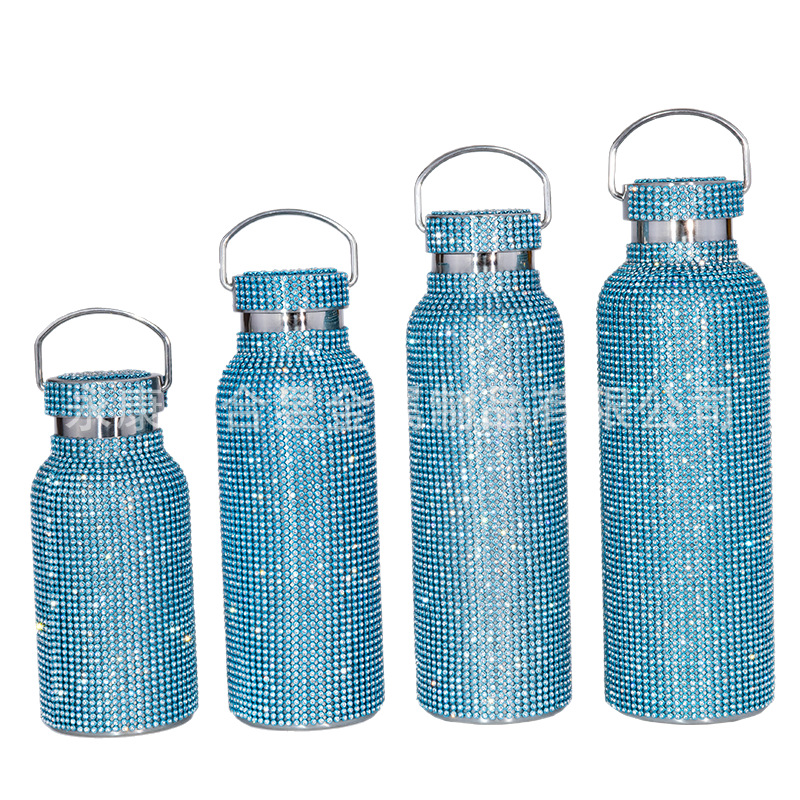 Taza de vacío incrustada en diamantes celebridad de Internet Taza de agua incrustada en diamantes TikTok tendencia creativa transfronteriza taza de agua portátil taza de vacío de diamantes de imitación