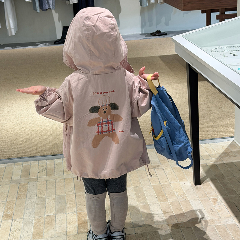 Girls' Trench Coat for Spring and Autumn 2026 New Style Children's Casual Hooded Mid-Length Top Baby Autumn Fashionable Jacket