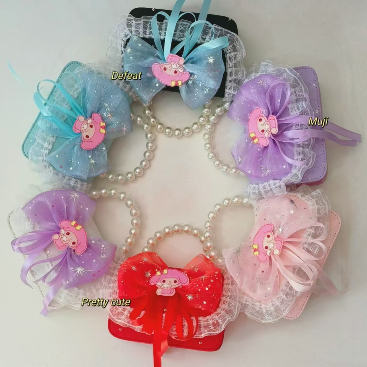 Bolso de arco para niños bolso de perlas bolso de hombro bolso de cambio bolso de accesorios bolso de dibujos animados Melody bolso de princesa