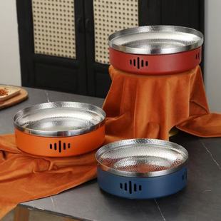 Extra Thick Stainless Steel Hammered Dry Pot Alcohol Stove Commercial Hotel Restaurant Straight Stove Tableware Buffet Insulated Soup Stove