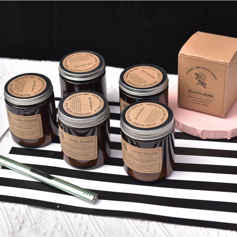 Household smoke-free large brown cup aromatherapy candle diy romantic aroma plant wax aromatherapy souvenir wholesale for women