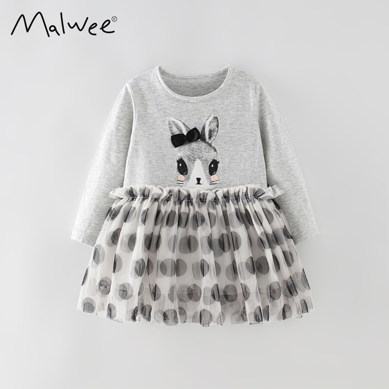 En stock malwee niñas princesa vestido otoño nuevos niños europeos y americanos de manga larga estilo occidental ropa