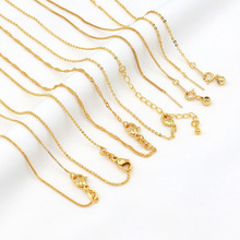 18K真金项链万能半成品O字链14K金盒子百搭diy手工饰品配件