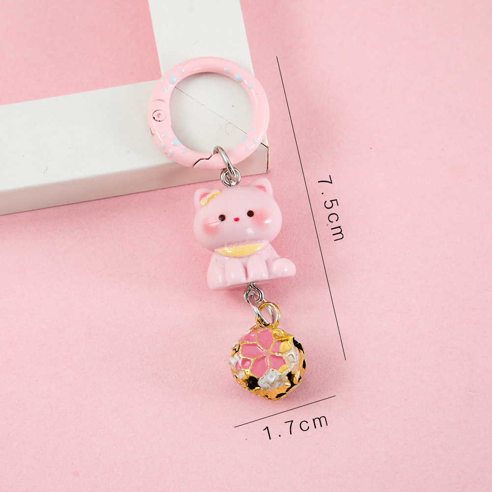 귀여운 고양이 열쇠고리/핑크 스냅 [핑크 고양이]