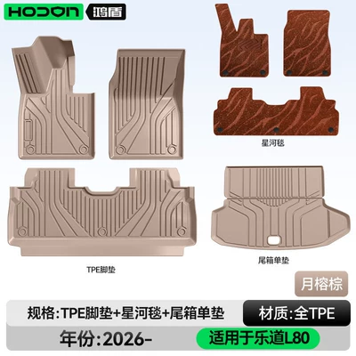 Model Car Interior Floor Mats: Modelə uyğun ayaqaltı - ledao-l80-26-models-five-seats-package-model-moon-ficus-brown-tpe-brown-galaxy-blanket-tail-box-single-pad