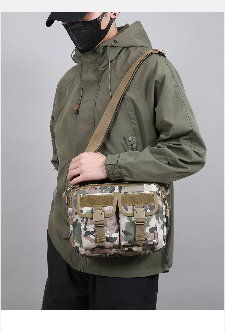 Single-shoulder bag, outdoor tactical multi-functional USB charging crossbody bag, military camouflage backpack, travel outdoor cycling bag undefined
