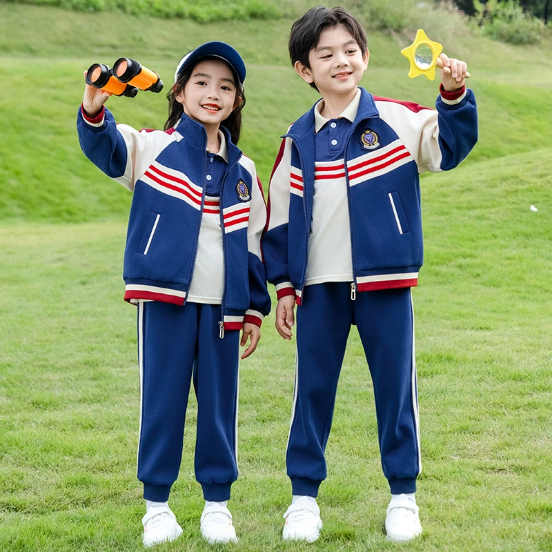 Новая одежда для учеников начальной школы, школьная форма из трех частей, мужские и женские детские сады, садовая одежда, рубашка-поло, спортивный костюм, прямые продажи с фабрики