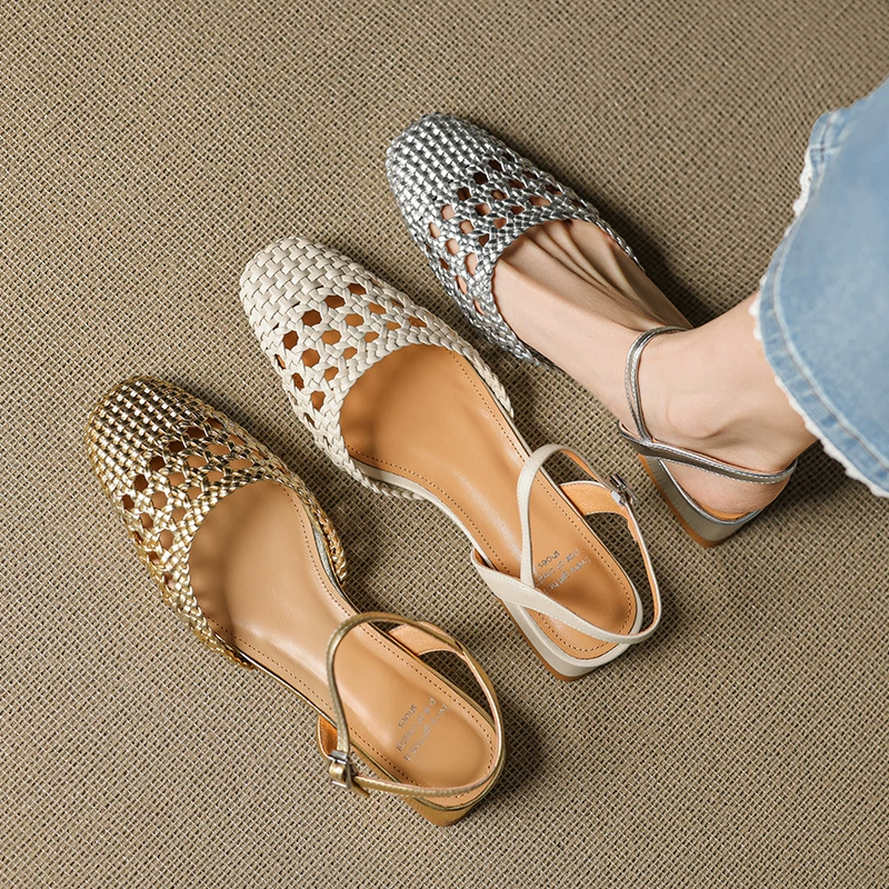 Плетёная обувь, летние модные сандалии, мягкая подошва