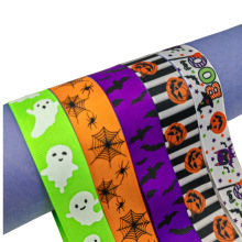 2.5cm万圣节高品质印花织带彩色图案丝带节日装饰彩带厂家直供