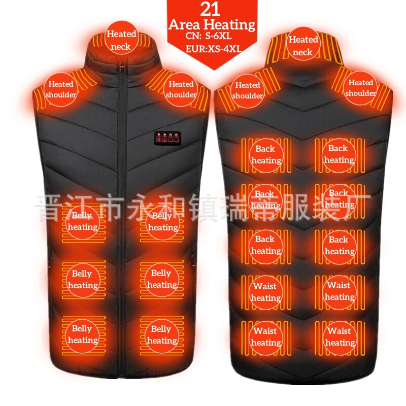 Cross-border four-control heating vest men's heating vest in Zone 21 intelligent thermal heating clothes wholesale