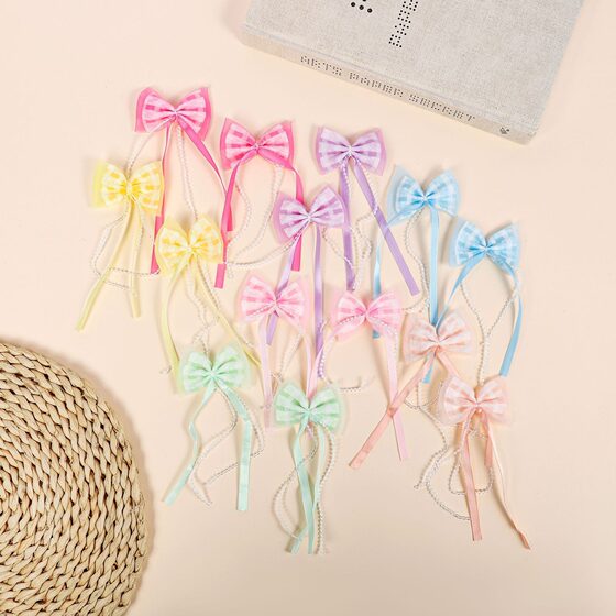 New Pearl Mesh Bow Semi-finished Bow Tie Accessories Japanese and Korean Cute Headwear Hair Accessories DIY Material
