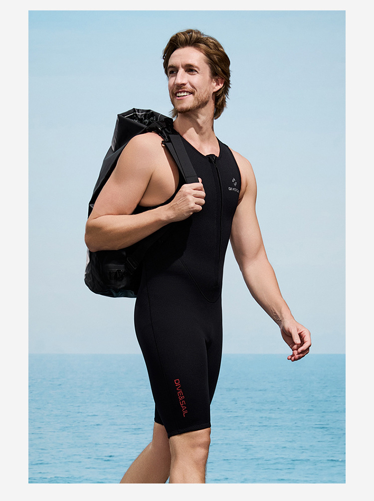 2 mm Neopren-Weste, Neoprenanzüge, einteiliger Neoprenanzug, Reißverschluss vorne, ärmellos, Shorty-Tauchanzug für Herren und Damen, Schnorcheln, Surfen, Badeanzüge – Detail 10