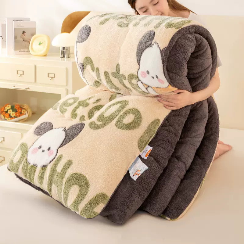 A类印花雪花绒冬被加厚保暖羊羔绒被子被芯单双人牛奶绒被褥批发