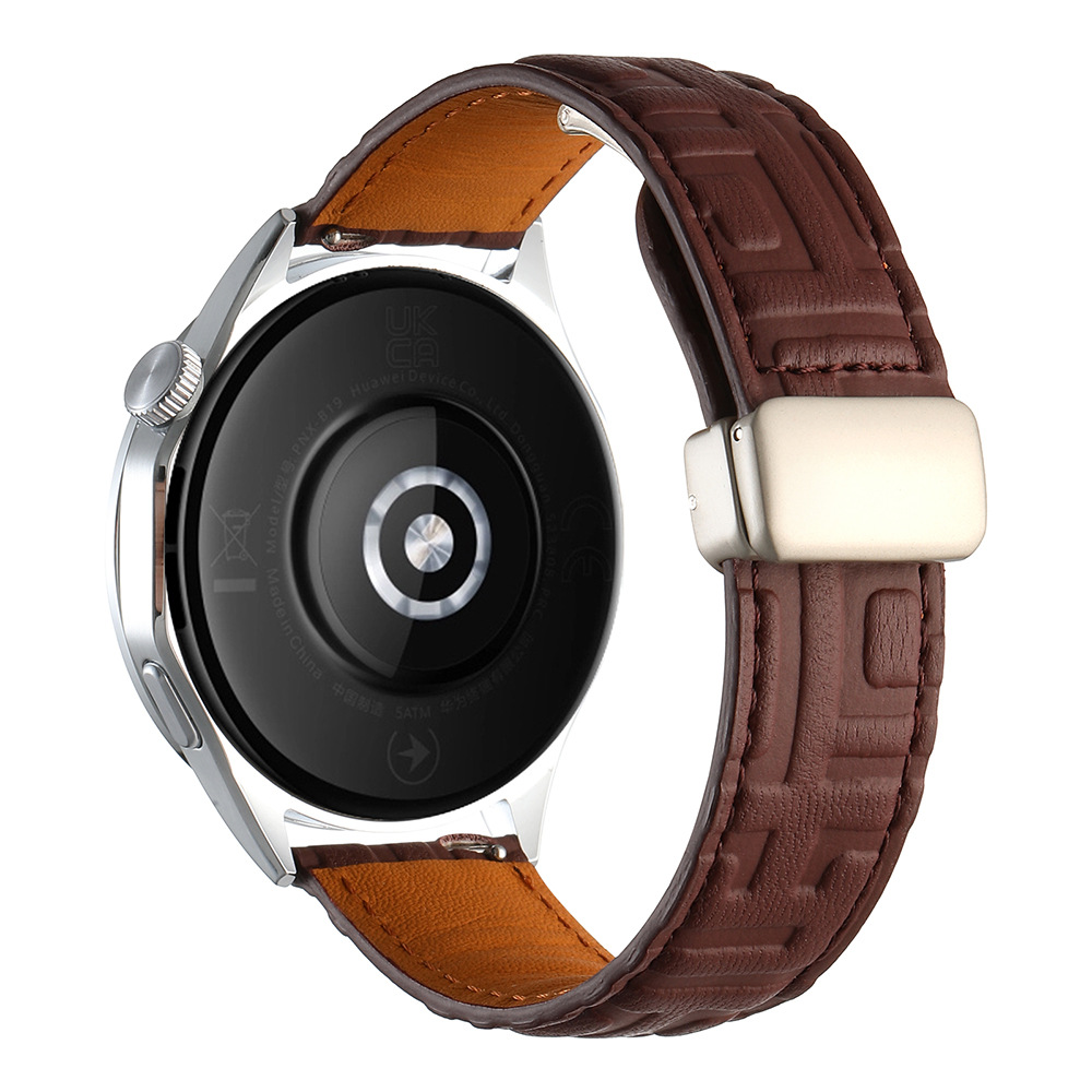 38g Weight Watch Strap Classification Pu Leather Material Solid Color Pattern Retro Style Retro Solid Color Watch Strap 5