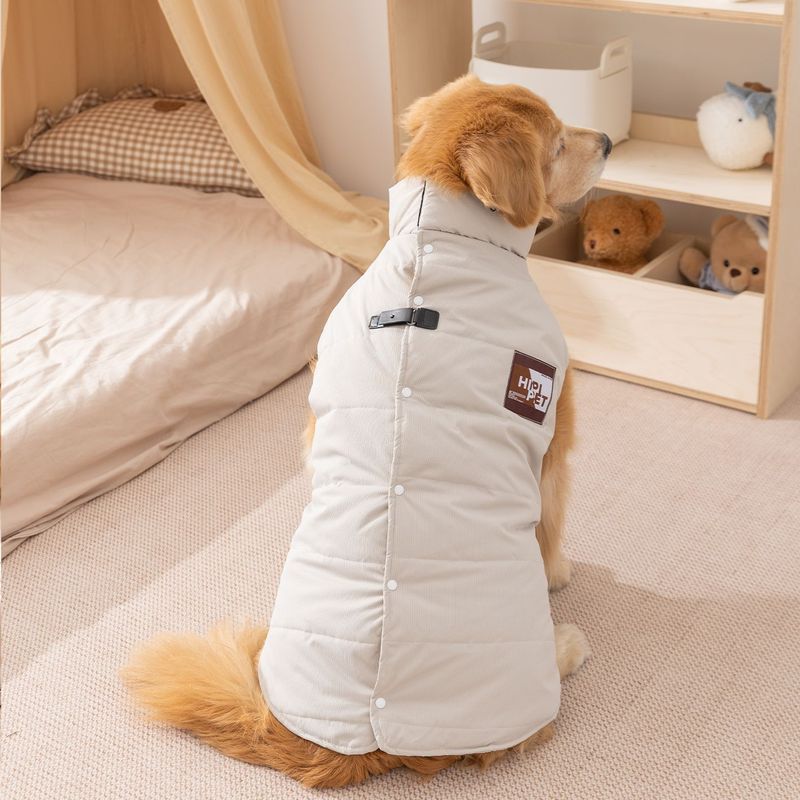 大狗狗宠物衣服秋冬季保暖边牧金毛中大型犬简约冲锋马甲狗狗衣服|undefined