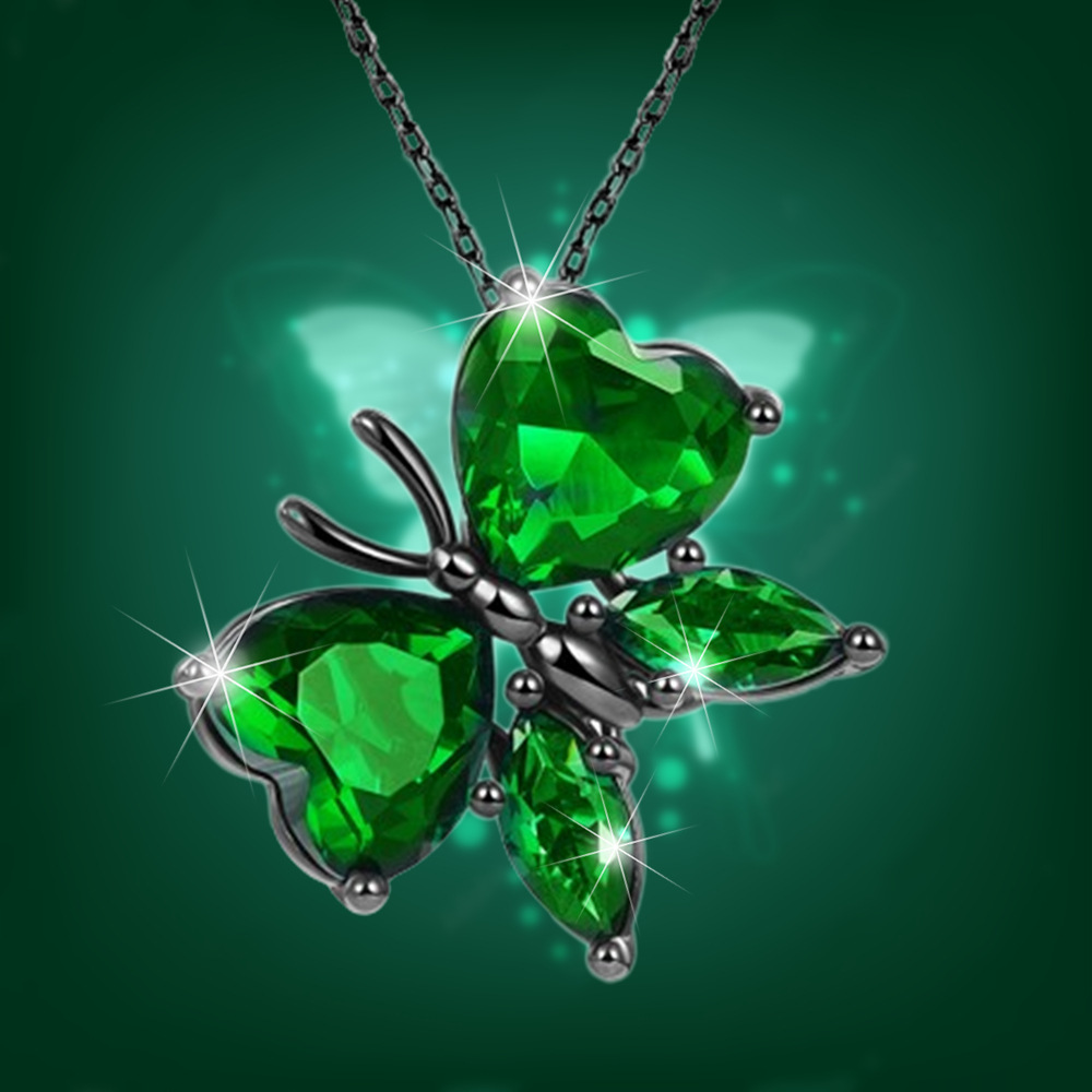 Collana con ciondolo a farfalla in cristallo verde di vendita calda, accessori per gioielli animali da donna alla moda e versatili,_voghion.com