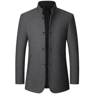 Mainly Recommend Men's Woolen Jacket Men's Zhongshan Wear Stand Collar Middle-Aged 2025 Autumn and Winter Dad Wear Woolen Men's Jacket