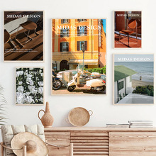 北欧ins风摄影海报装饰画小众卧室床头摆画客厅街道风景挂画芯